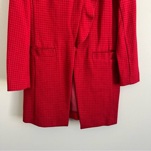 Cabi Women’s Red Houndstooth Celebration Ruffle One Button Long Jacket Small - Picture 4 of 9
